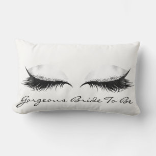 Coussin Rectangle Maquillage gris blanc Métallurgique Lashes Gorgeou