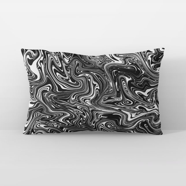 Coussin Rectangle Marbre Abstrait noir et blanc liquide (Créateur téléchargé)