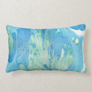 Coussin Rectangle Marbre blanc bleu vert look moderne Abstrait
