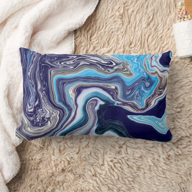 Coussin Rectangle Marbre bleu Fluide Art (Couverture)