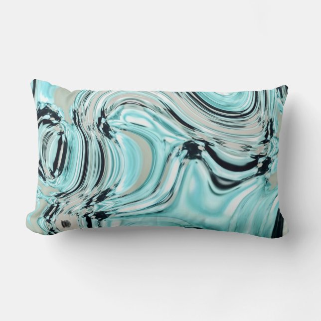 Coussin Rectangle marbre chic tourbillons menthe océan mer mer aqua  (Recto)