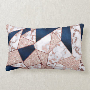 Coussin Rectangle Marbre géométrique de la Parties scintillant Rose 