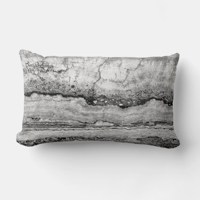Coussin Rectangle Marbre gris granit | motif en pierre abstrait (Recto)