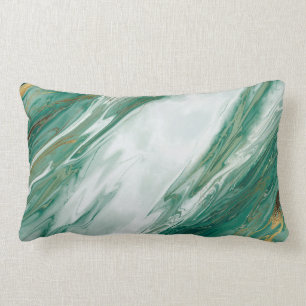 Coussin Rectangle Marbre peint accentué vert d'or vert de jade