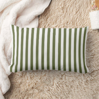Coussin Rectangle Mariage aux rayures vert olive et blanc rétro