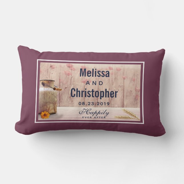 Coussin Rectangle Mariage campagnard de lait rustique (Recto)