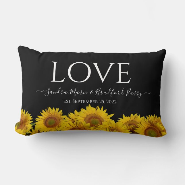 Coussin Rectangle mariage de tournesol noir moderne Jeter (Recto)