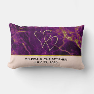 Coussin Rectangle Mariage moderne violet et or marbre Abstrait