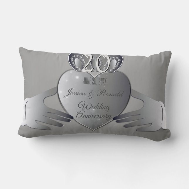 Coussin Rectangle Mariage photo Silvery Anniversaire Claddaugh Lumb (Verso)