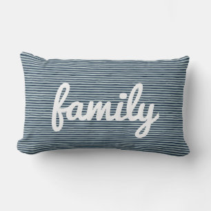 Coussin Rectangle Marine et blanc rayé - Famille minimaliste moderne