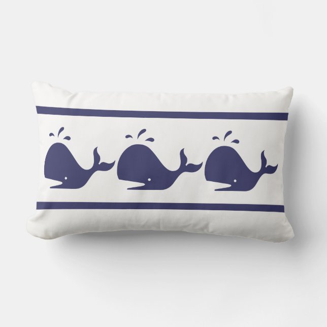 Coussin Rectangle Marine marine Blue Whale blanc côtier vivant (Recto)