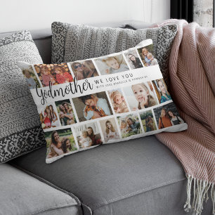 Coussin Rectangle Marraine personnalisée 18 Collage photo