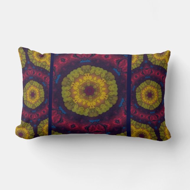 Coussin Rectangle Marron, Bleu, Jaune (Recto)