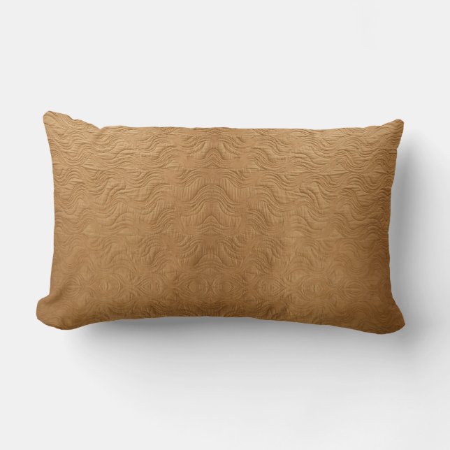 Coussin Rectangle Marron Camel Moderne Vagues Ondulations Abstraites (Recto)