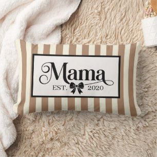 Coussin Rectangle Marron rayé chic personnalisé souvenir de maman