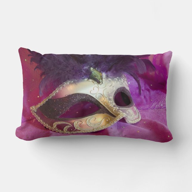 Coussin Rectangle Masque pourpre de mascarade (Recto)