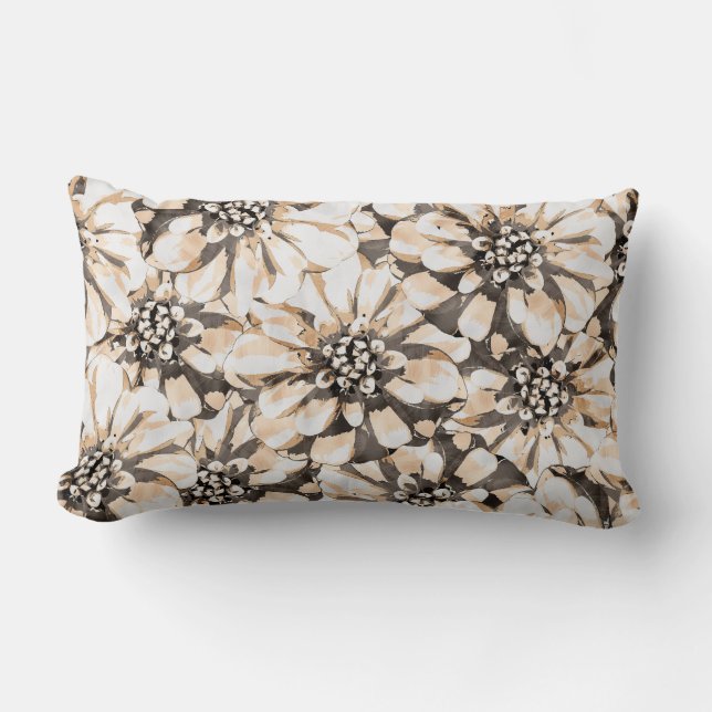 Coussin Rectangle Maximalist Sepia Flowers  (Recto)
