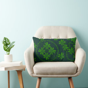 Coussin Rectangle Maz Floral Bubbles Polka Dot Botté Vert