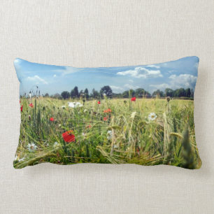 Coussin Rectangle Meadows d'été Fleurs de pavot rouge Jardin d'Ang