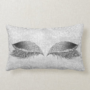 Coussin Rectangle Mèches grises de maquillage de paillette de noir