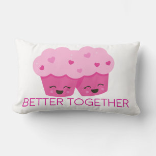 Coussin Rectangle Meilleur Ensemble Deux Cupcakes Rose Saint-Valenti