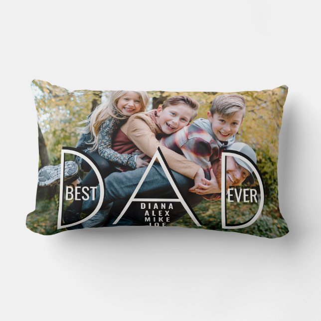 Coussin Rectangle Meilleur Papa Jamais, Notre Super Papa Photo Fête  (Recto)
