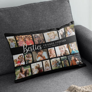 Coussin Rectangle Meilleures amies personnalisées 18 Collage photo