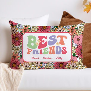 Coussin Rectangle Meilleurs amis Fleurs Super rétro