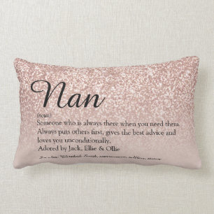 Coussin Rectangle Mémé Grand-mère Définition Rose Or Paillettes