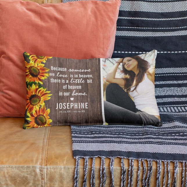 Coussin Rectangle Mémorial de la famille des tournesols rustiques |  (Créateur téléchargé)