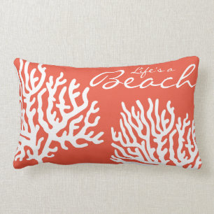 Coussin Rectangle Mer blanche côtière La vie de corail est une plage