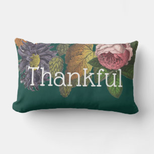 Coussin Rectangle Merci Fleurs Vintages modernes sur Emerald Green