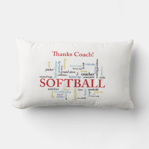 Coussin Rectangle Merci Les Mots De L'Entraîneur Softball Du Groupe,