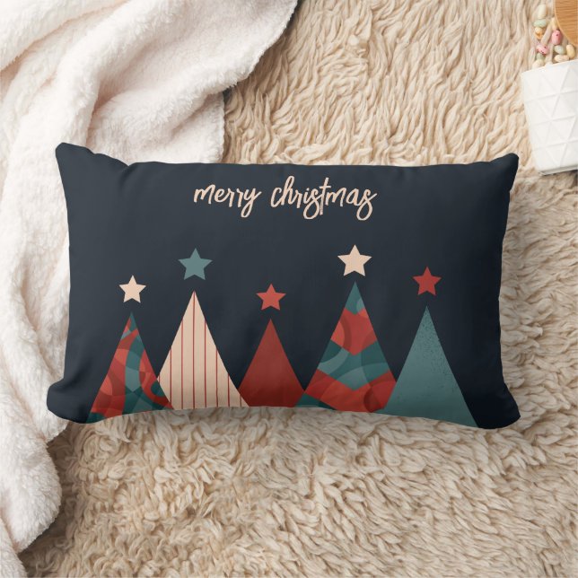 Coussin Rectangle Merry Christmas abstract retro xmas tree (Couverture)