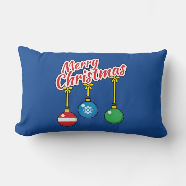 Coussin Rectangle Merry Christmas with Hanging Balls (Recto)