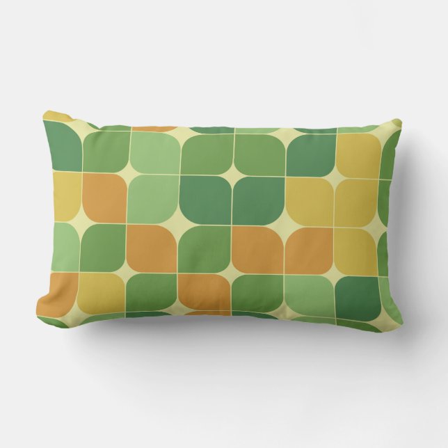 Coussin Rectangle Mi-siècle Abstrait Motif vert orange (Recto)