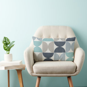 Coussin Rectangle Mi-siècle moderne bleu vert et gris