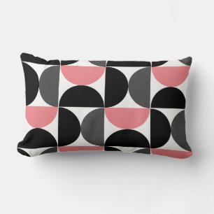 Coussin Rectangle Mi-siècle moderne rose noir et blanc