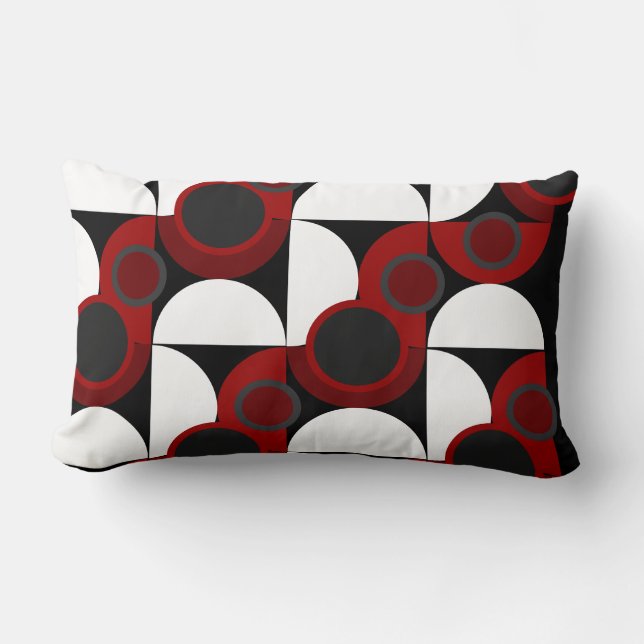Coussin Rectangle Mi-siècle moderne rouge, noir et gris (Recto)