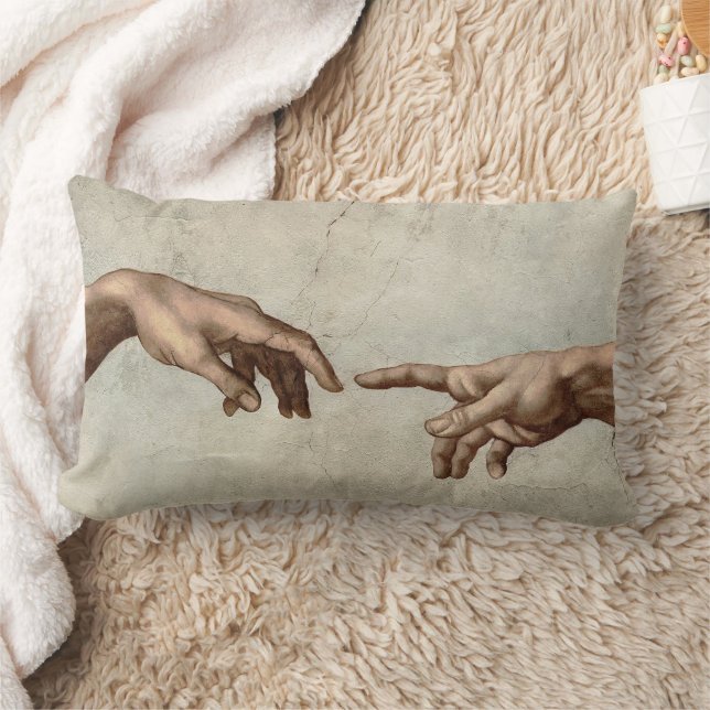 Coussin Rectangle Michaelangelo mains création adam dieu (Couverture)