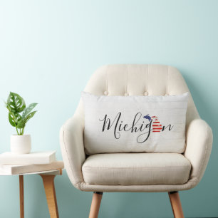 Coussin Rectangle Michigan avec Drapeau Graphique