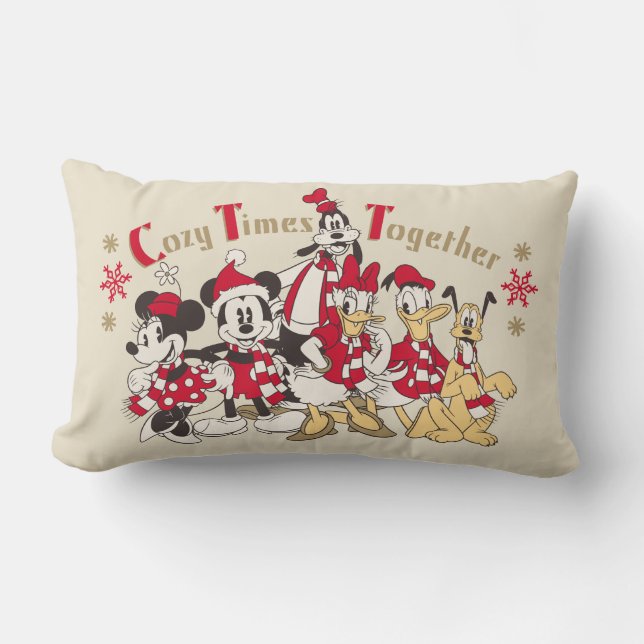 Coussin Rectangle Mickey et amis vintages | Cosy Times Together (Recto)