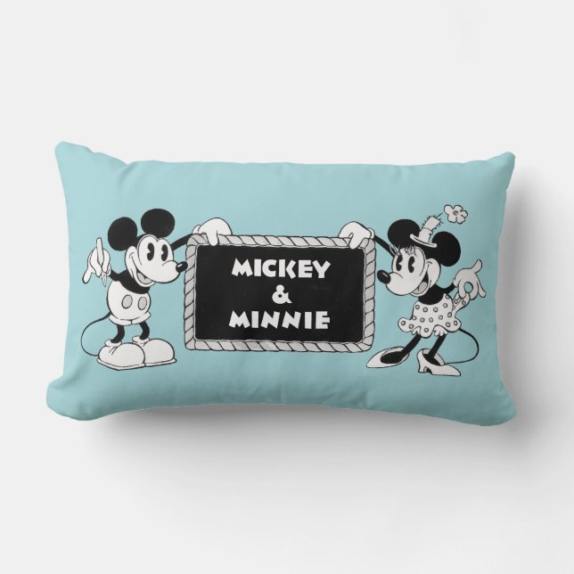 Coussin Rectangle Mickey et Minnie rétro (Recto)
