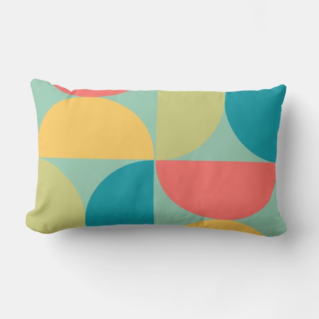 Coussin Rectangle Mid Century Moderne Bitsweet moutarde et olive (Recto)