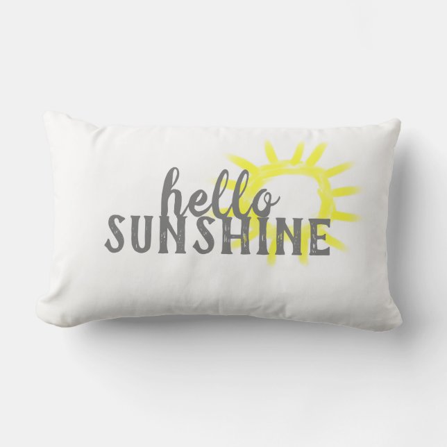Coussin Rectangle mignon bonjour soleil citation jaune et blanc (Recto)