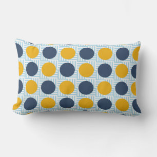 Coussin Rectangle Mignon Drôle Fantaisiste Bleu Jaune À Pois