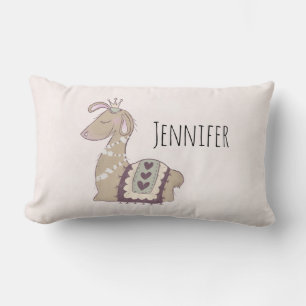 Coussin Rectangle Mignonne Llama Princesse portant une couronne