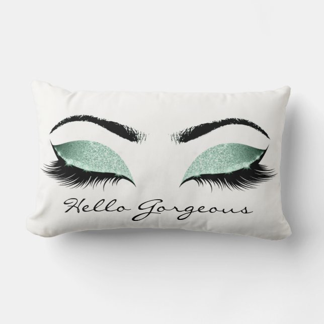Coussin Rectangle Mint Aqua Tiffany Lashes de maquillage Bonjour mag (Recto)