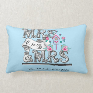 Coussin Rectangle Mme et Mme Cadeau de Mariage lesbien personnalisé