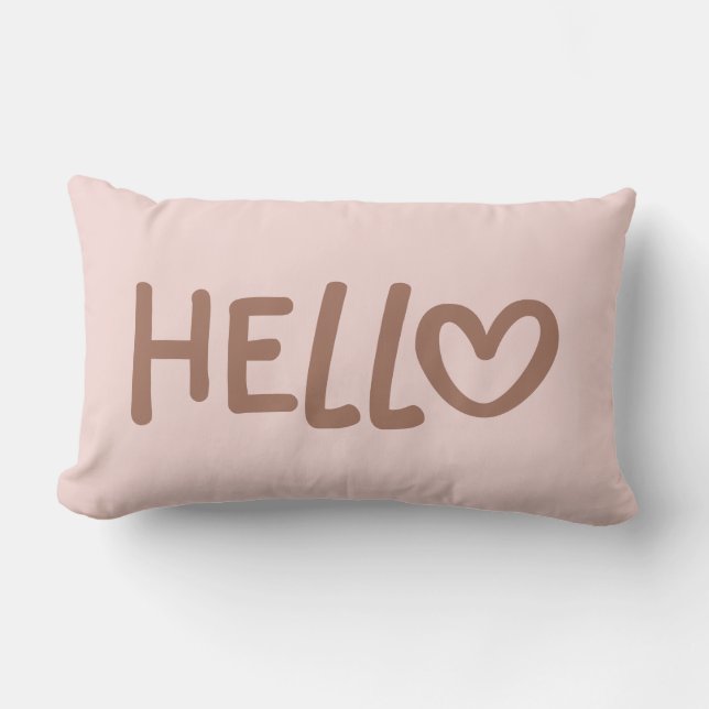 Coussin Rectangle Mocha Whimsical Heart Typography Hello (Recto)